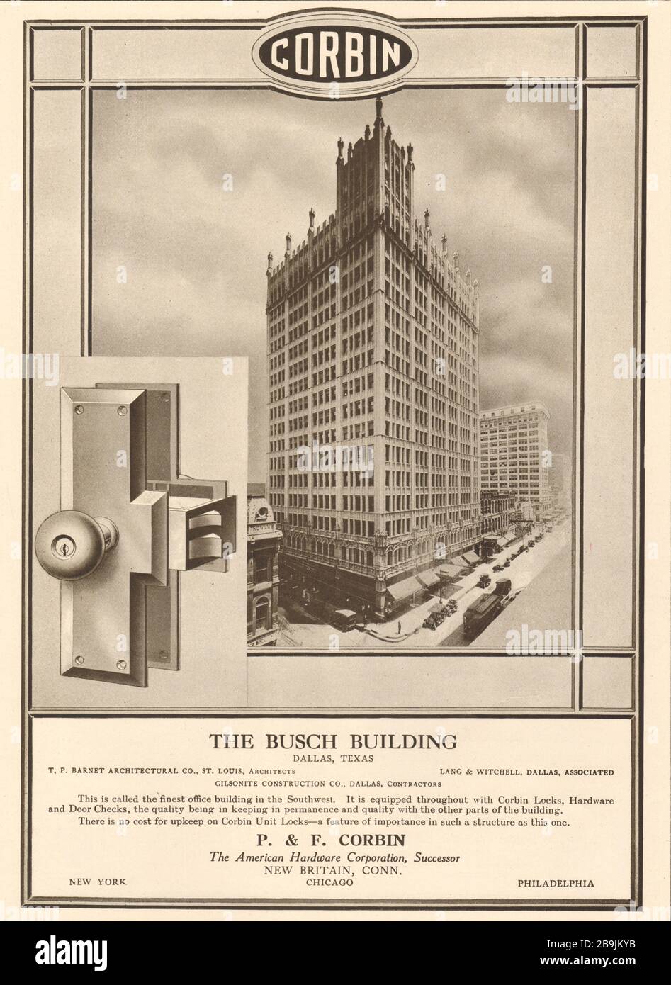 The Busch building, Dallas, Texas. Corbin. P. & F. Corbin, the American Hardware Corporation, Sucessor, New Britain, Connecticut (1919) Stock Photo