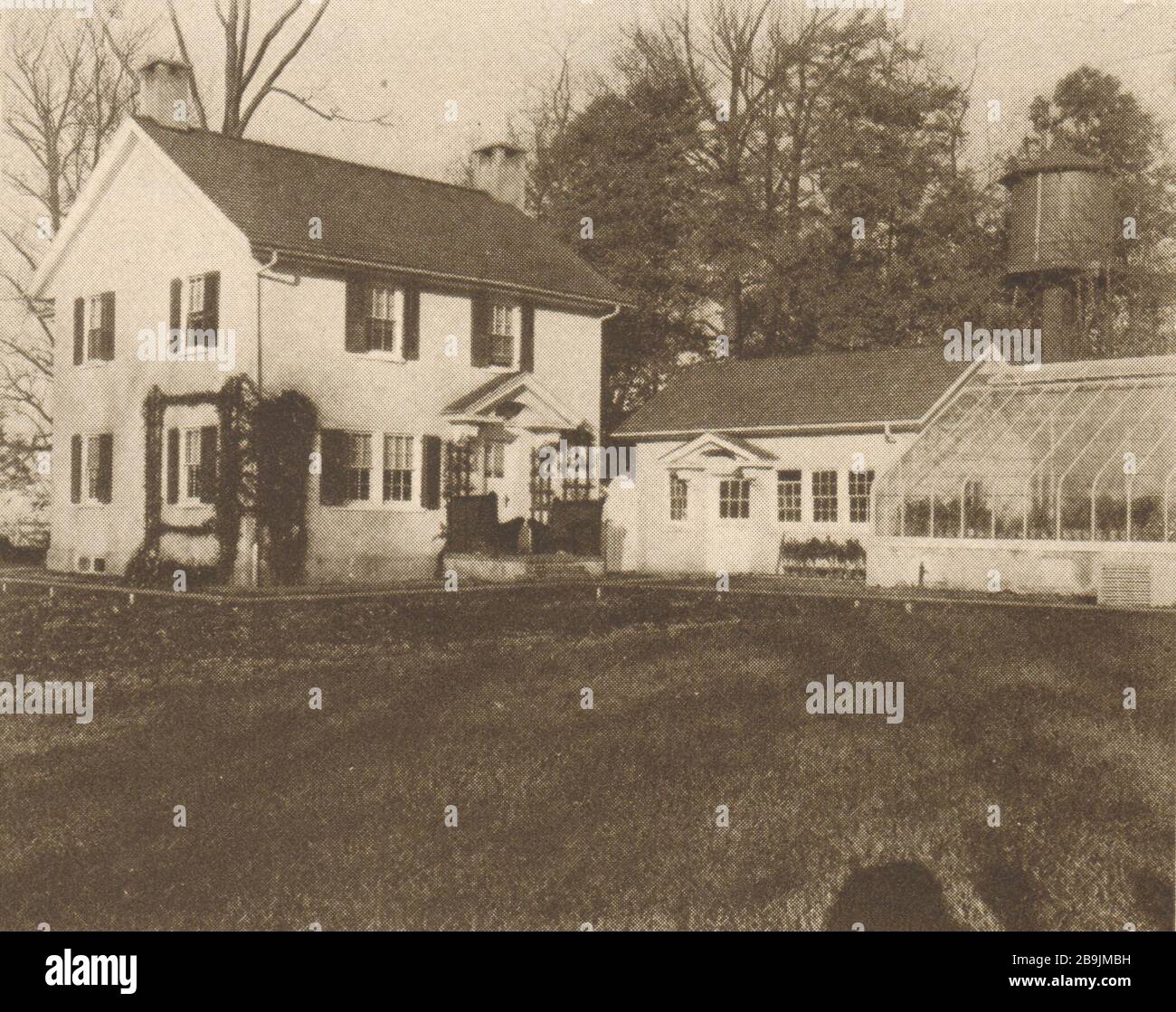 Greenhouse grouped with cottage and garage, Pierre S. Dupont