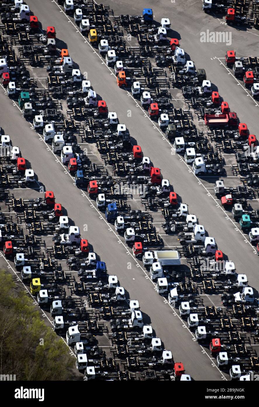 24 March Rhineland Palatinate Worth On The Daimler Ag Premises At The Mercedes Benz Truck Plant In Worth There Are Produced Trucks Aerial Photo Photo Uli Deck Dpa Stock Photo Alamy