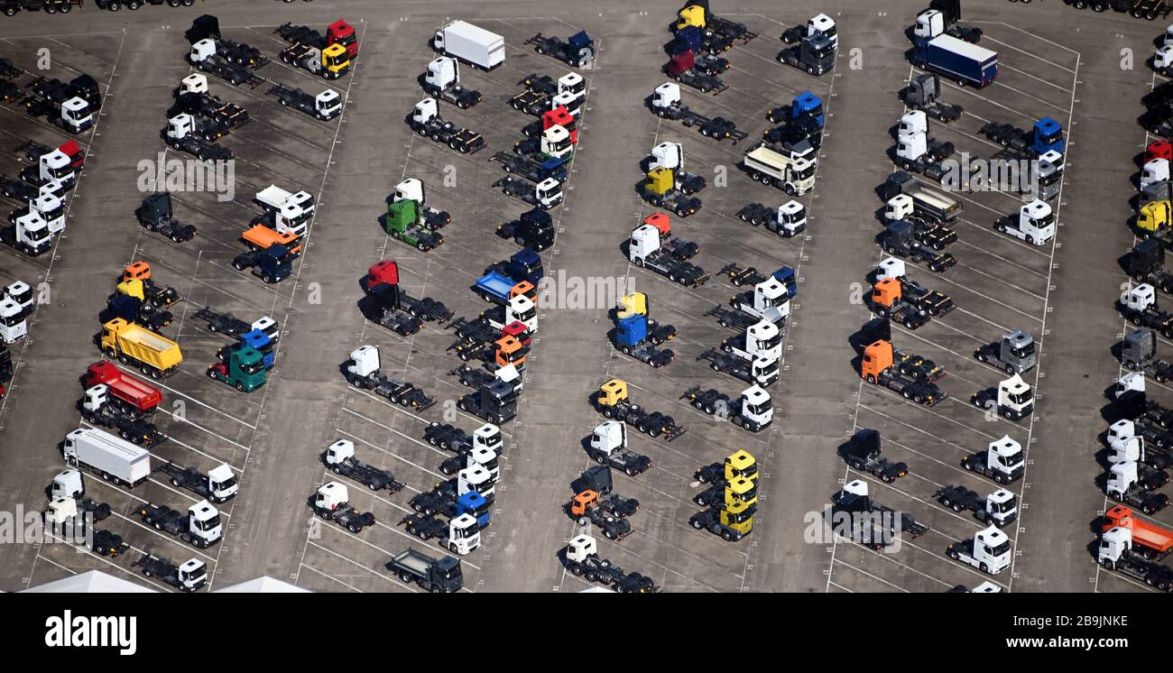 24 March Rhineland Palatinate Worth On The Daimler Ag Premises At The Mercedes Benz Truck Plant In Worth There Are Produced Trucks Aerial Photo Photo Uli Deck Dpa Stock Photo Alamy