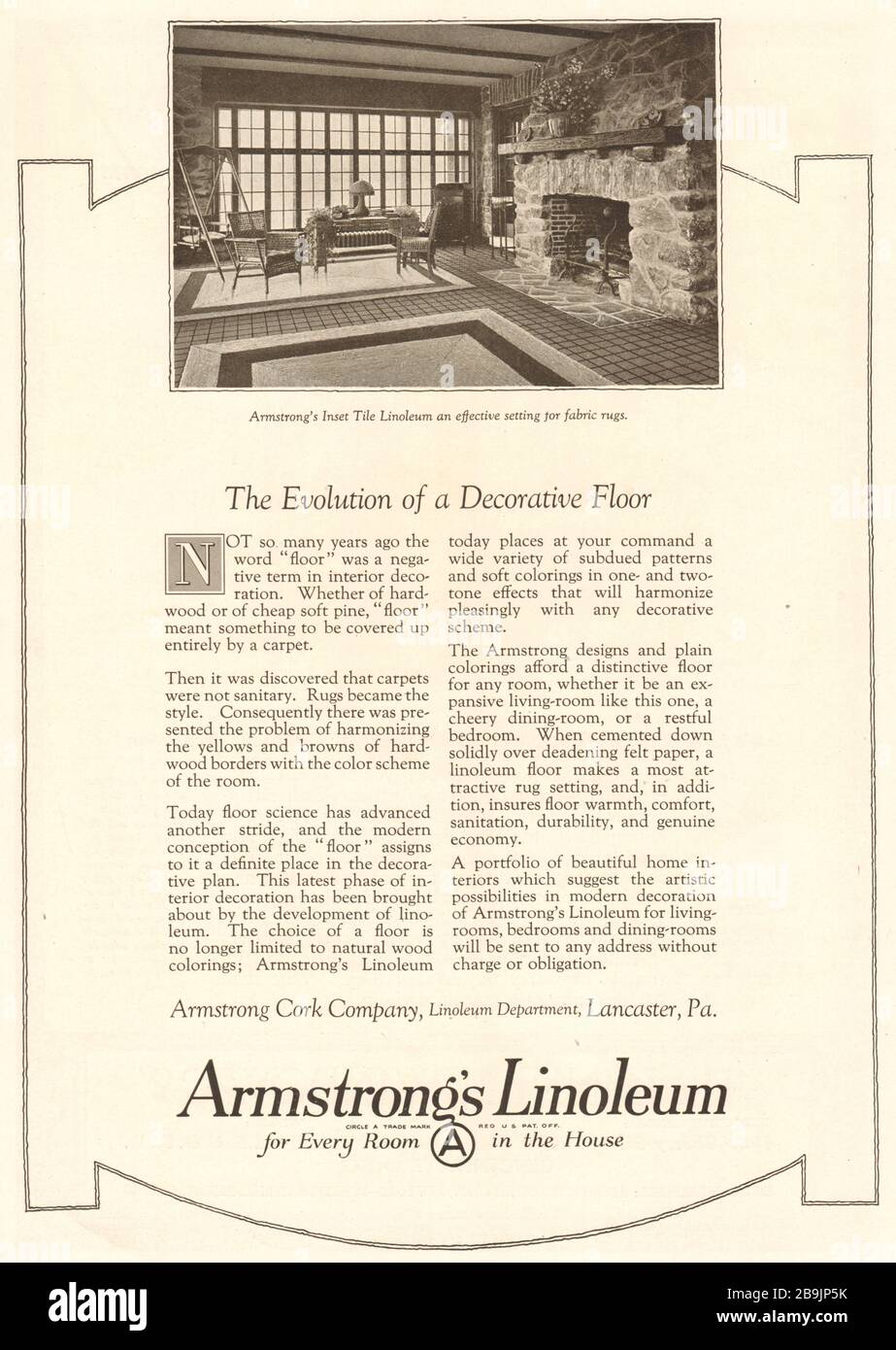 Armstrong's linoleum, for every room in the house. Amstrong Cork Company, Linoleum Department, Lancaster, Pennsylvania (1921) Stock Photo