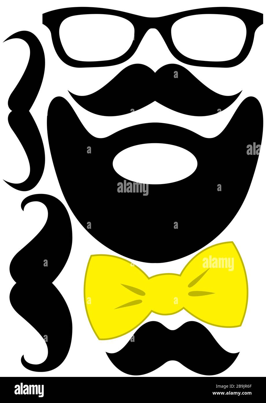 Party accessories set - glasses, mustache, bow Stock Vector