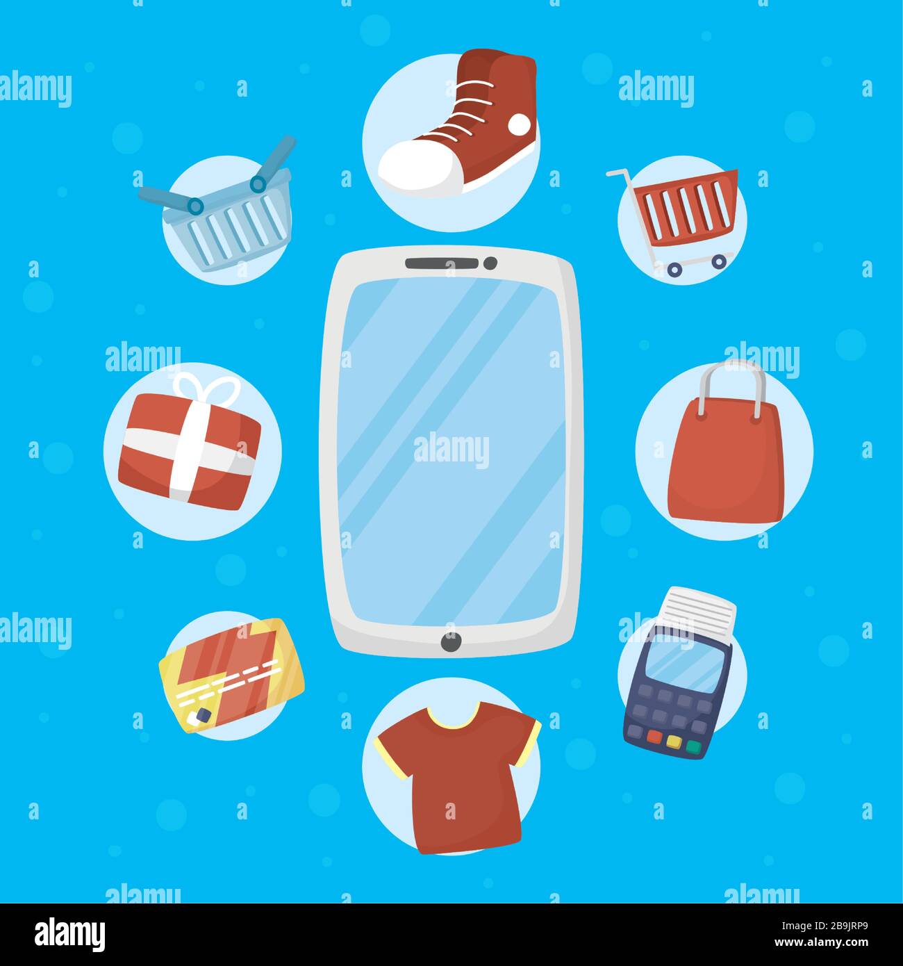 smartphone with online shopping technology Stock Vector