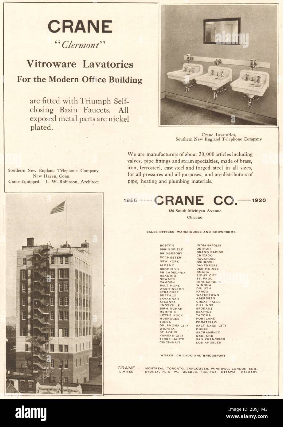 Clermont vitroware lavatories. Southern New England Telephone Co., New