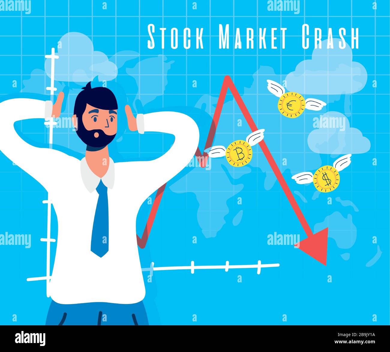 businessman with stock market crash icons Stock Vector Image & Art - Alamy