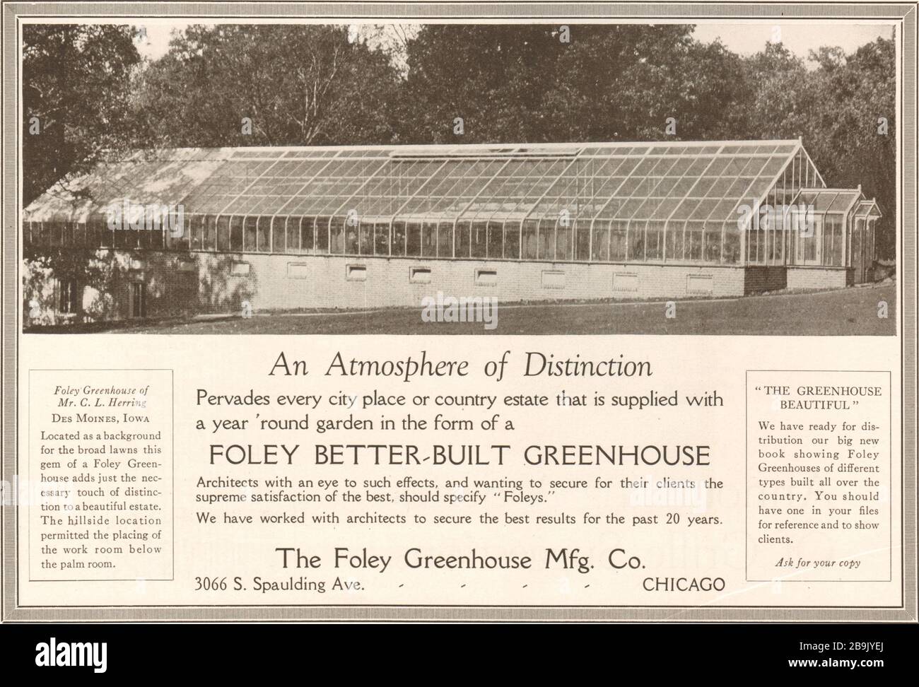 Foley greenhouse of Mr. C. L. Herring, Des Moines, Iowa. The Foley