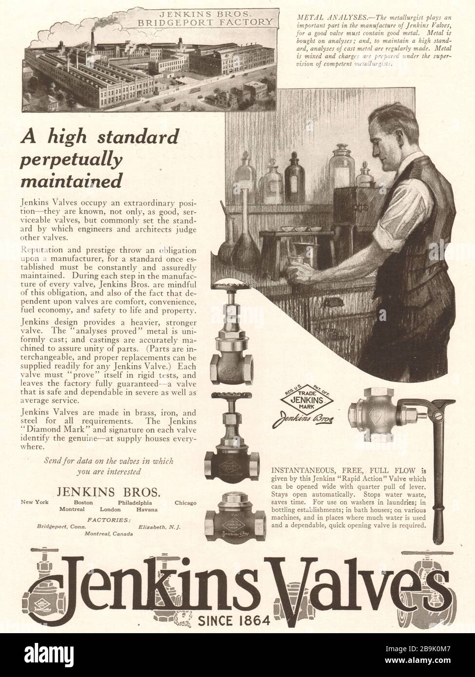 A high standard perpetually maintained. Jenkins valves. Jenkins