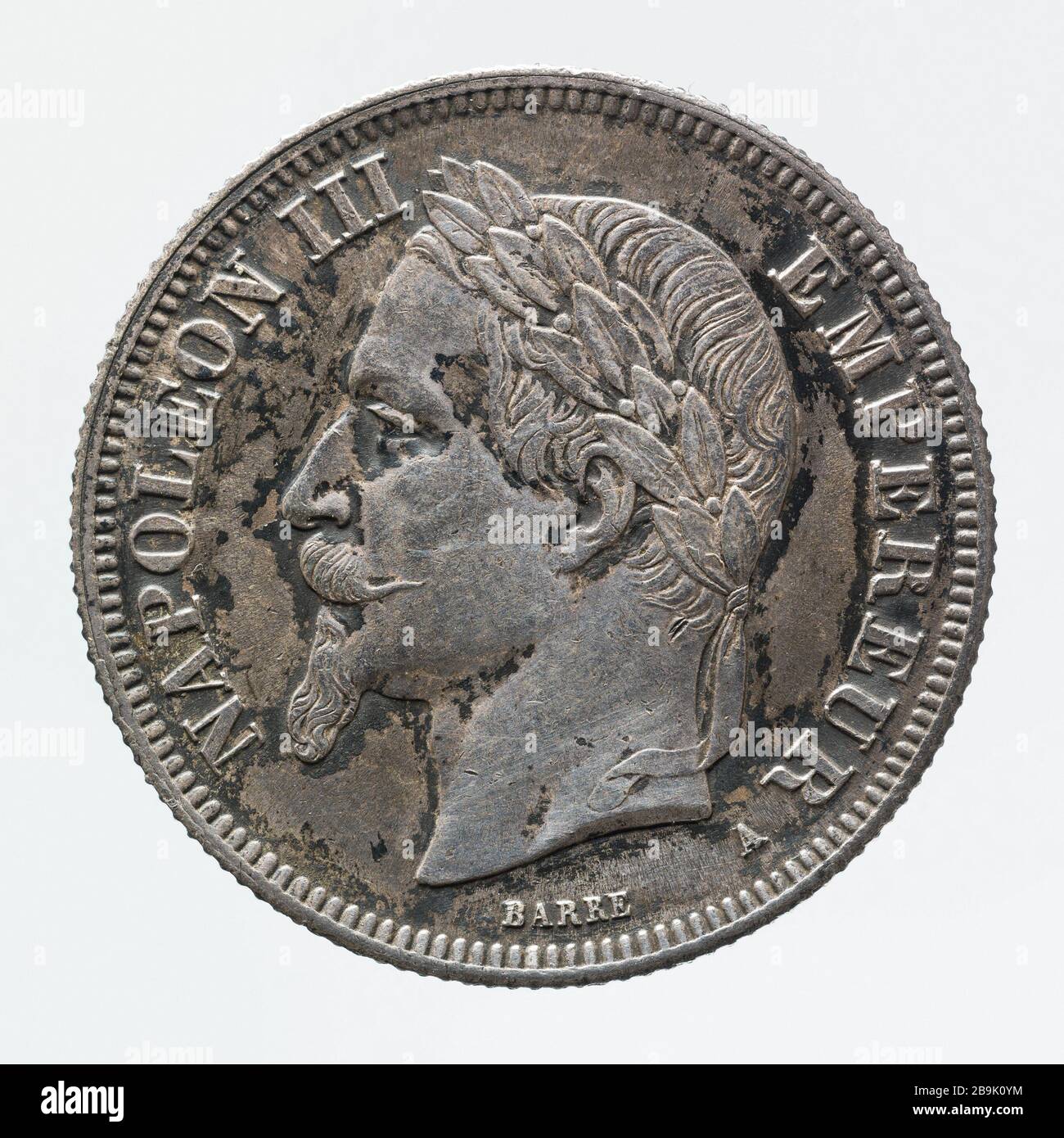 2 coin franc silver Napoleon III 1866 Albert-Désiré Barré