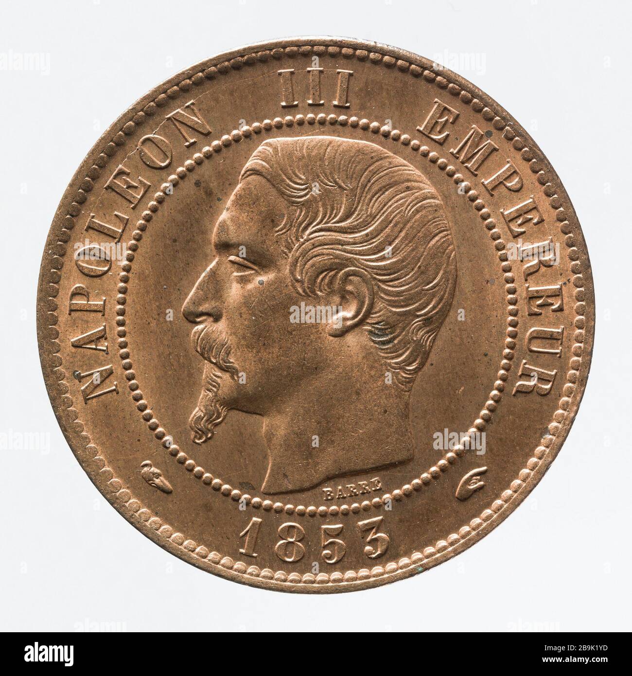 Part 10 cents copper Napoleon, 1853 Jacques-Jean Barre (1793-1855).Pièce de  10 centimes en cuivre de Napoléon III, 1853. Cuivre. 1853. Paris, musée  Carnavalet Stock Photo - Alamy