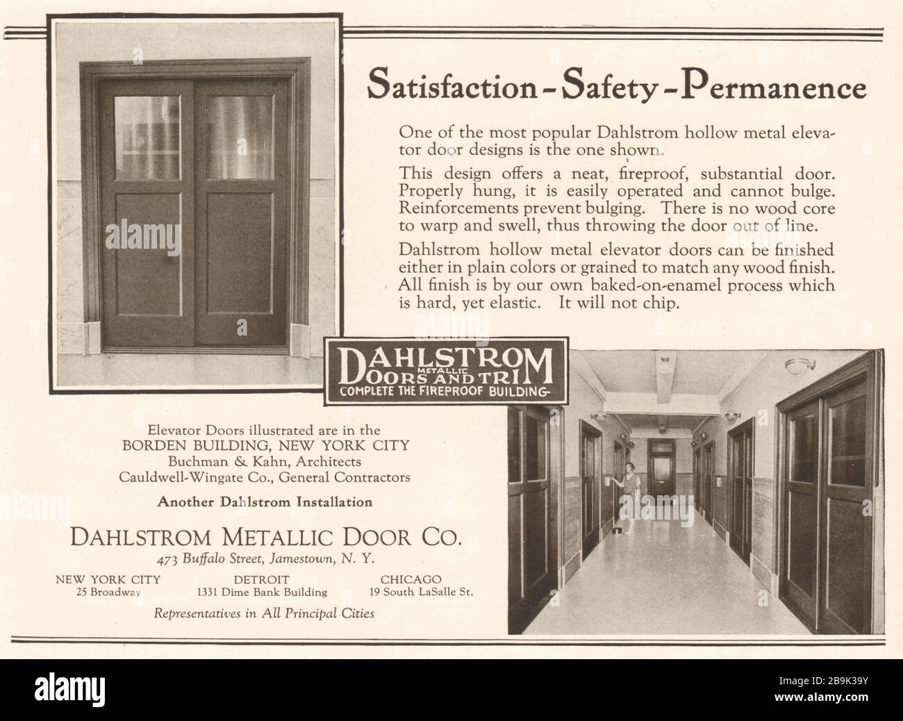 Elevator doors, Borden Building, New York City. Buchman & Kahn