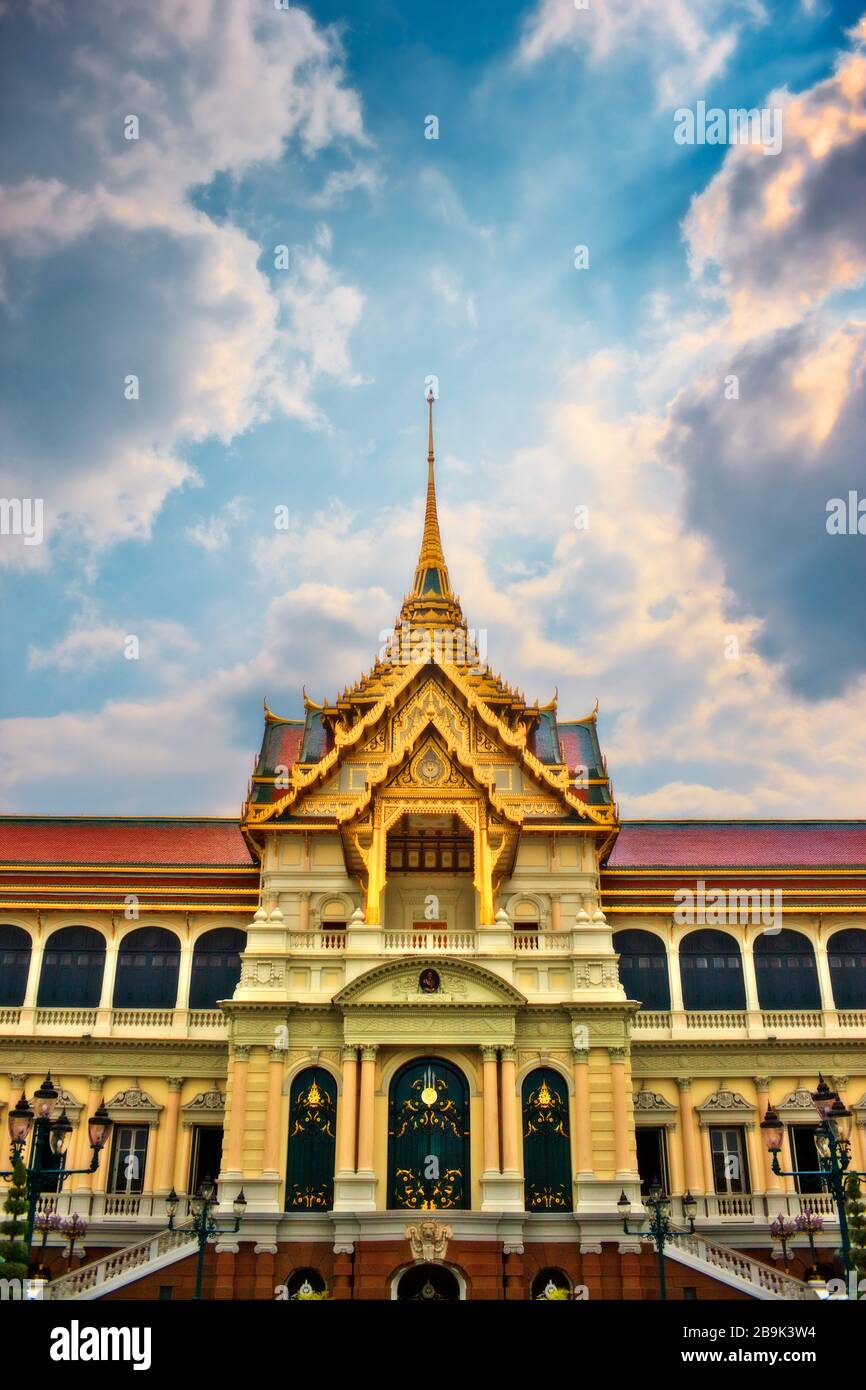 Building at Bangkok's Wat Phra Kaew. Stock Photo