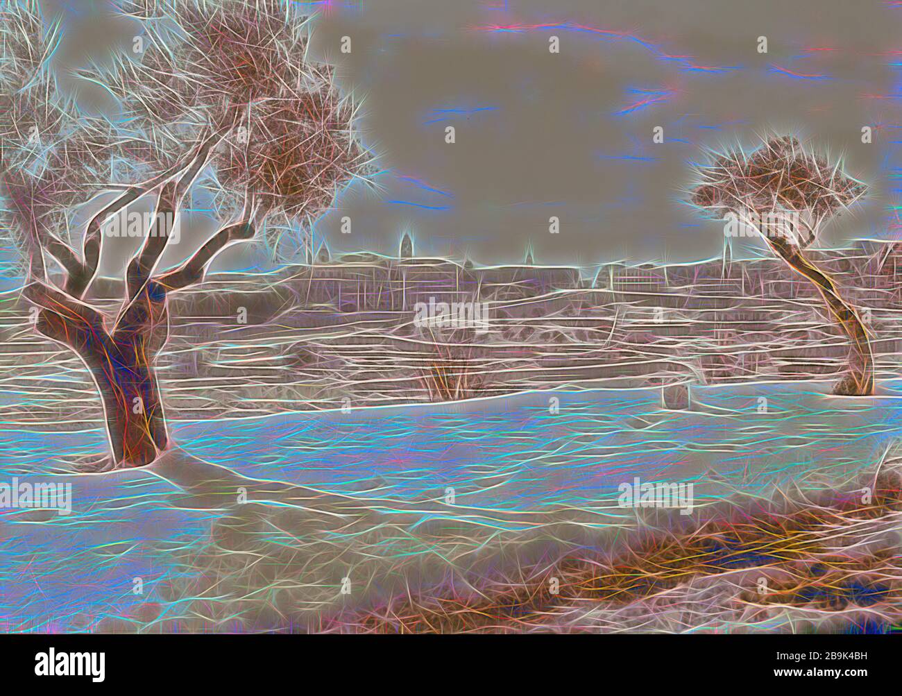 Snow scenes. Bethlehem showing Church of Nativity under snow from