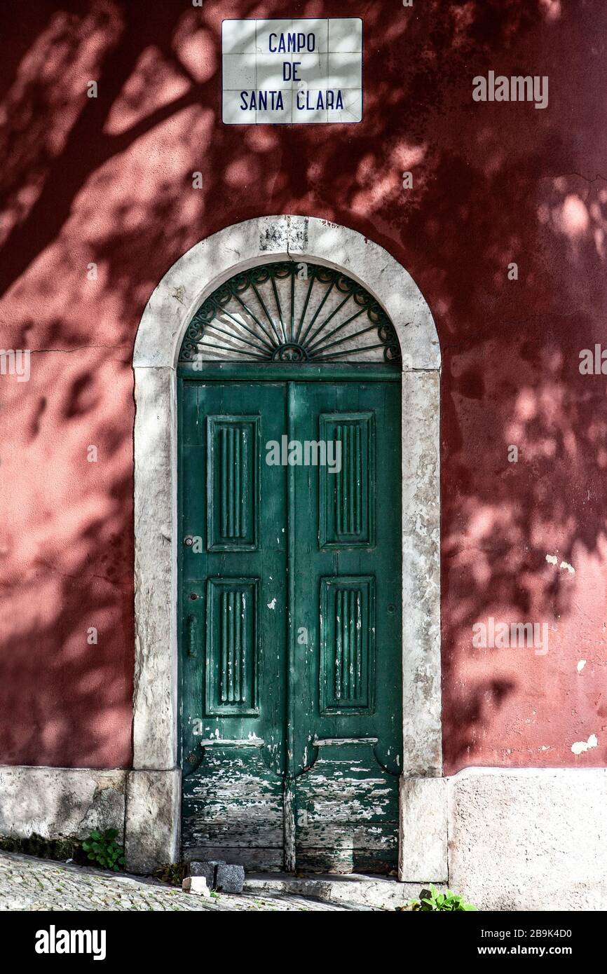 Old vintage wooden carved doors. Stock Photo