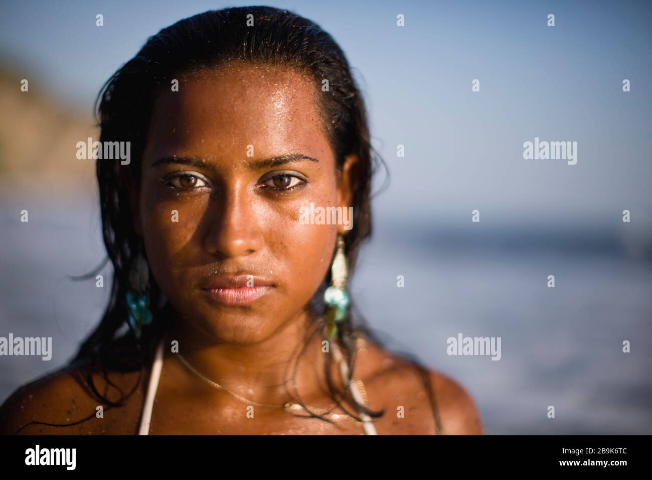 Portrait of girl in bikini, El Salvador Stock Photo Alamy