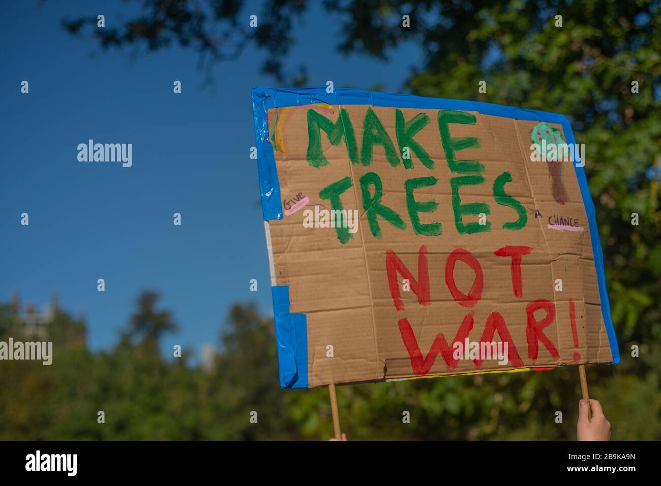 Home Made Banner at a Climate Strike Protest March Stock Photo