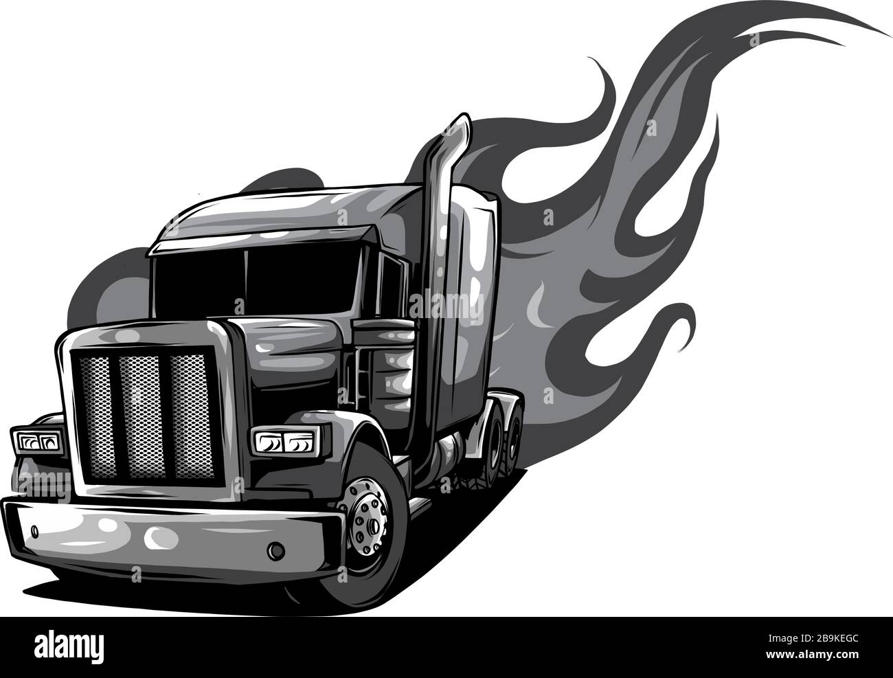Vector Cartoon Semi Truck. One-click repaint vector Stock Vector Image &  Art - Alamy