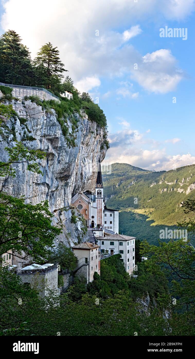 The Madonna della Corona sanctuary in Mount Baldo is one of the most famous places of worship in The Madonna della Corona sanctuary in Mount Baldo is one of the most famous places of worship in