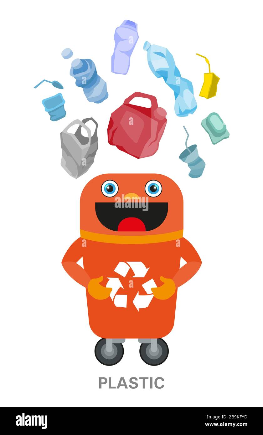 Waste sorting and recycling concept. Color ilustration. Stock Photo