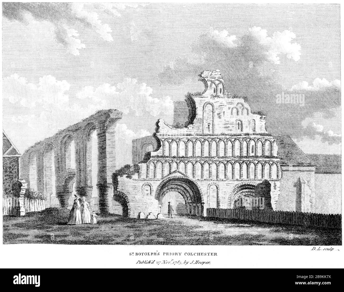 An engraving of St Botolphs Priory Colchester 1783 scanned at high resolution from a book published around 1786. Stock Photo