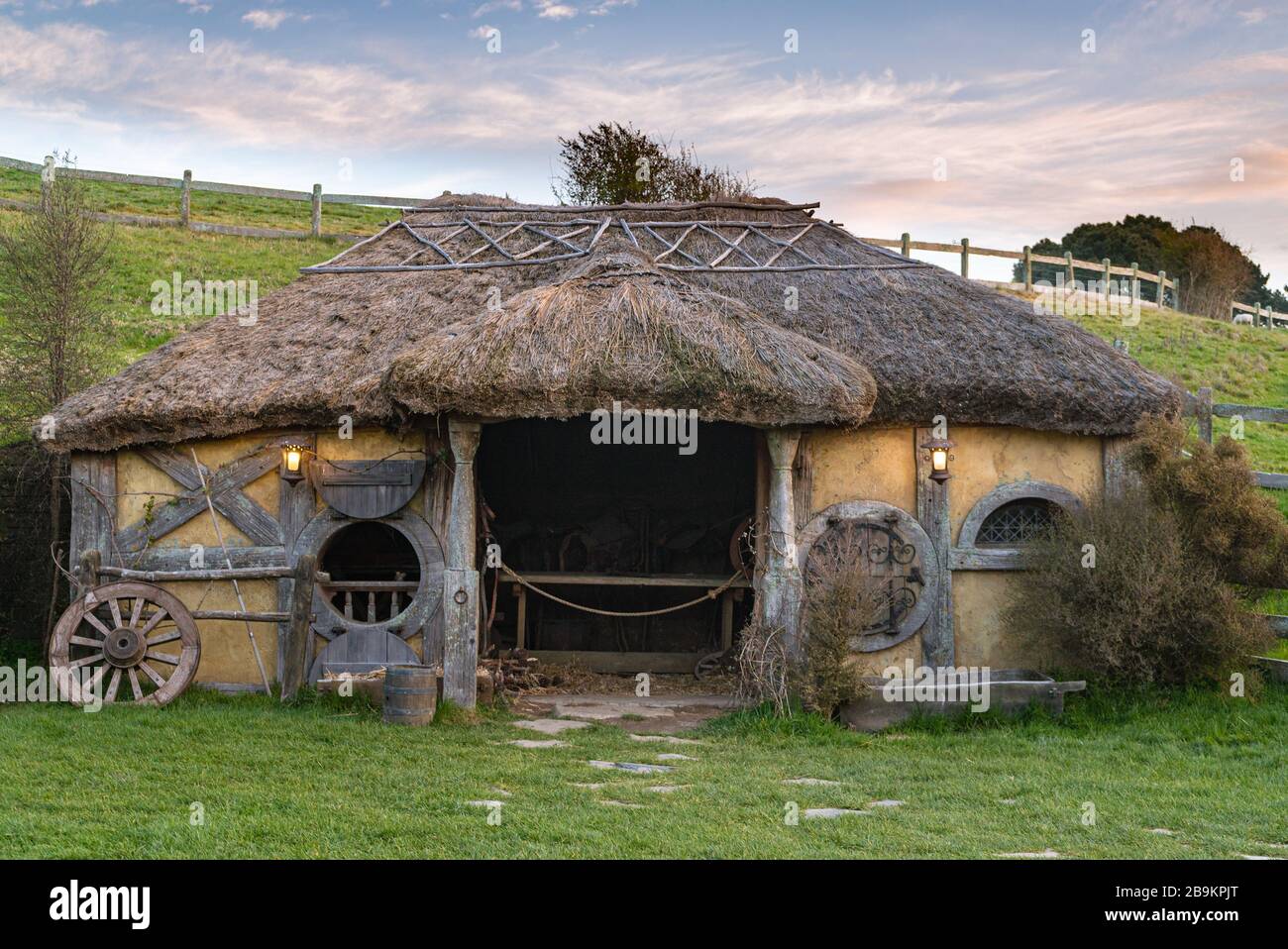 The stables for the Green Dragon Inn at the Hobbiton Movie Set, New Zealand Stock Photo