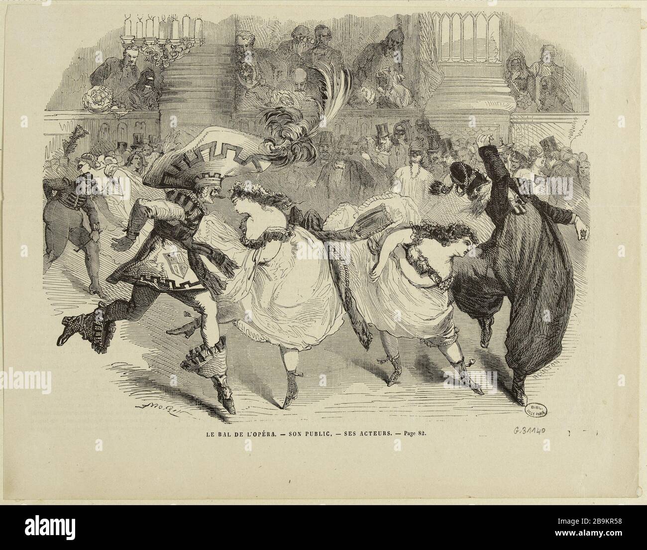 The Opera Ball, No. 82 - his audience, actors Henri Duff Linton(1815-1899). Le bal de l'Opéra, n°82 - son public, ses acteurs. Bois gravé. Paris, musée Carnavalet. Stock Photo