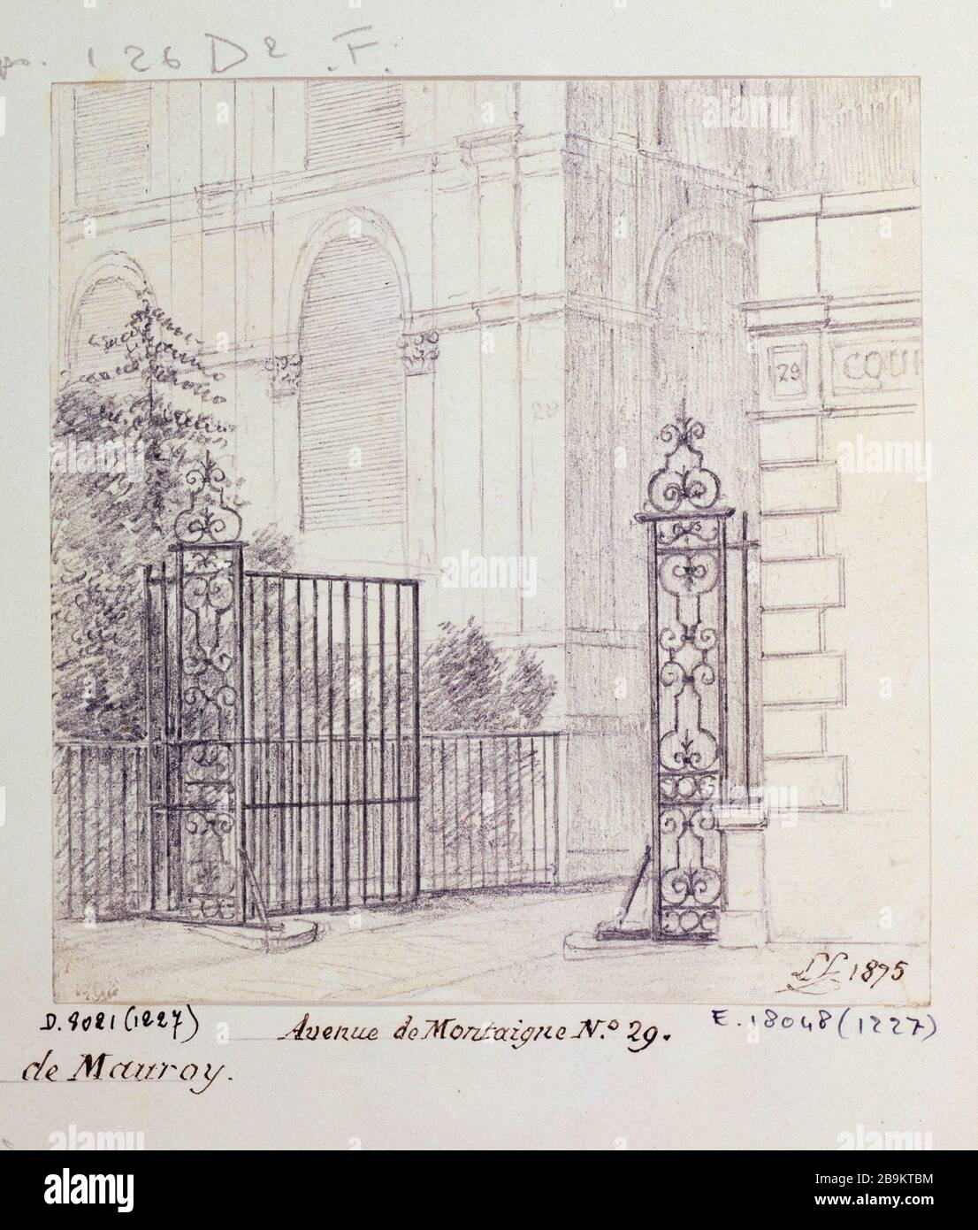 City Godot de Mauroy, 29 Avenue Montaigne, 1875 Léon Leymonnerye (1803-1879). Cité Godot de Mauroy, 29 avenue Montaigne. Crayon, 1875. Paris, musée Carnavalet. Stock Photo