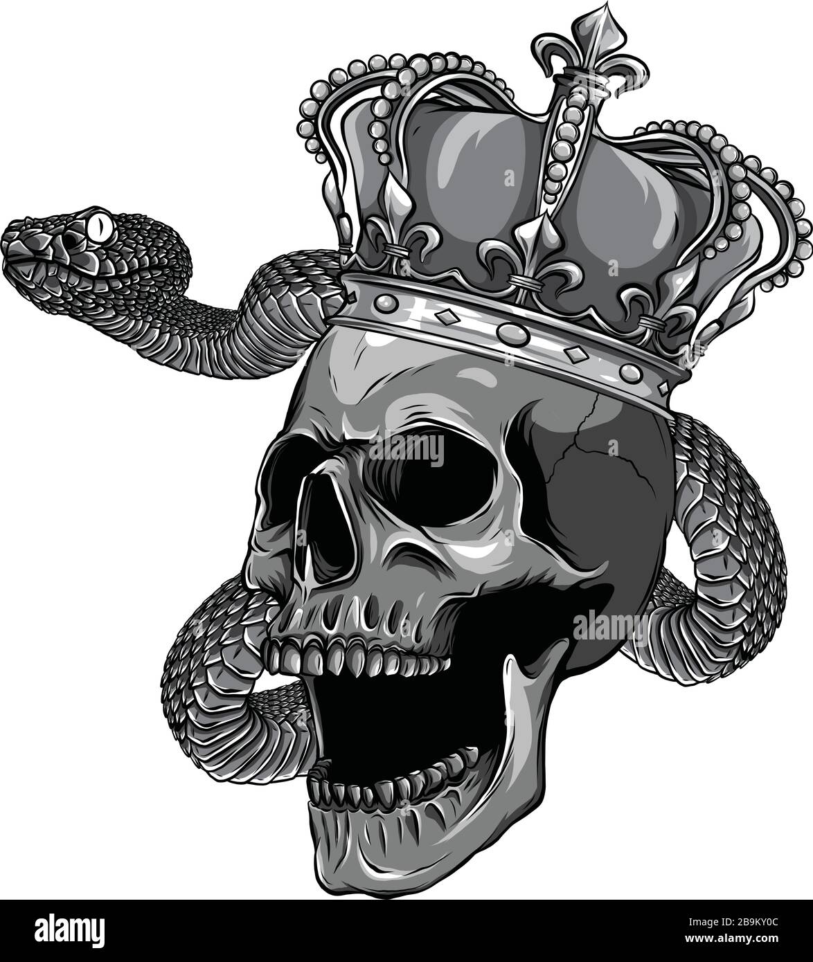 skull king with snake vector illustration design Stock Vector
