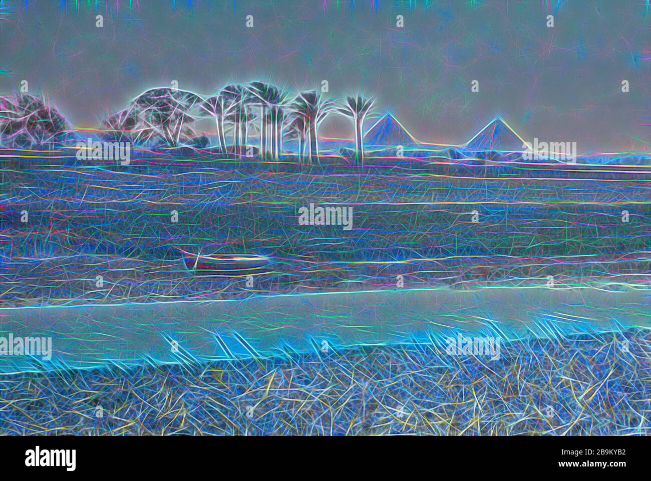 Egypt. Pyramids. The land of Goshen with pyramids in the distance. 1950, Egypt, Jīzah, Jizah