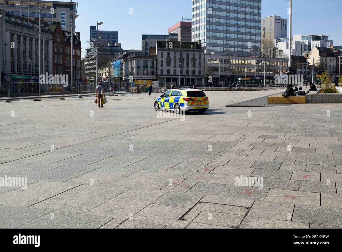 Nottingham, UK. 24th Mar 2020. New Government measures telling the public to stay at home for at least three weeks to help combat Coronavirus spread. Empty streets Nottingham city centre. Credit: Ian Francis/Alamy Live News Stock Photo