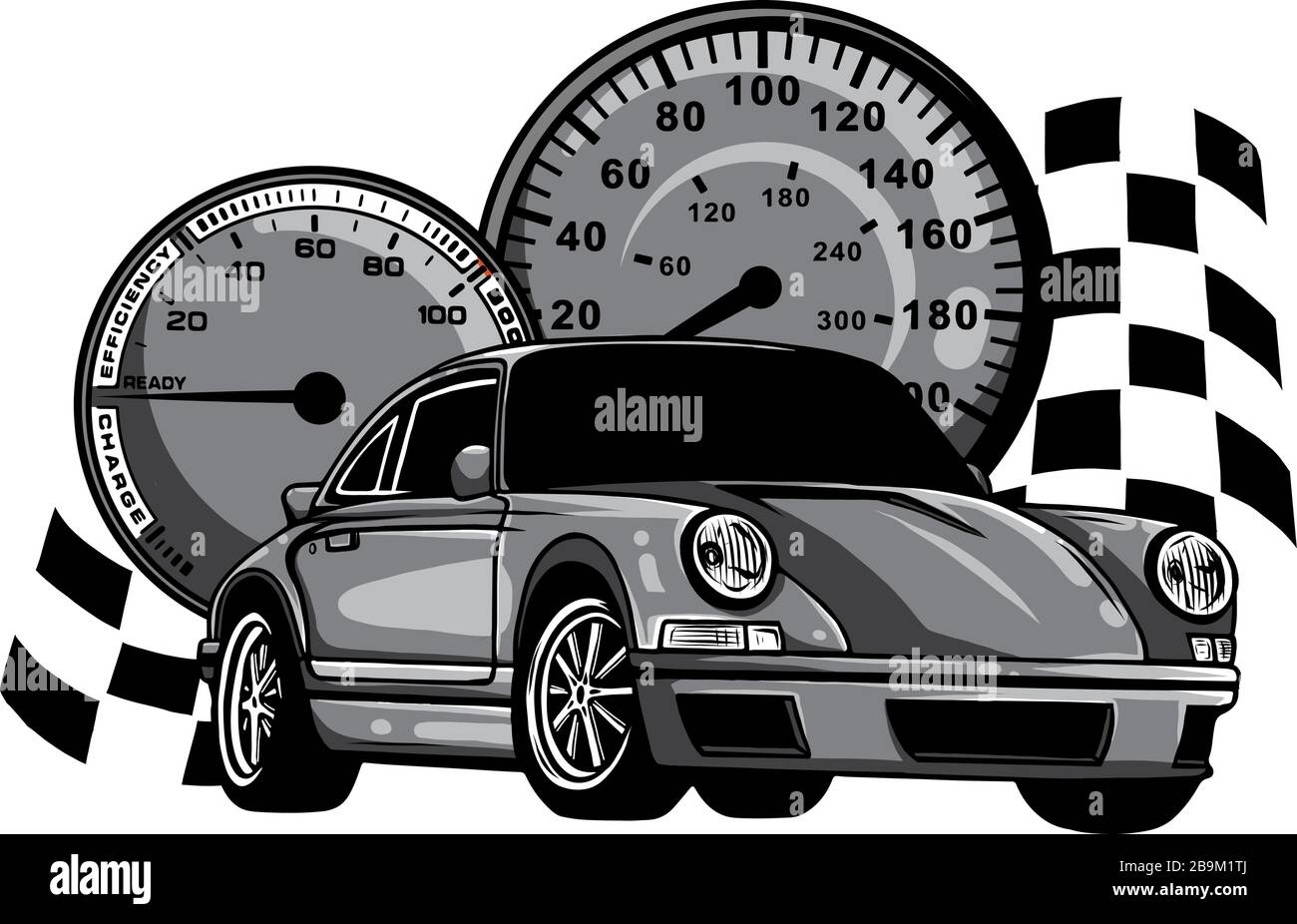 monochromatic vector European classic sports car silhouettes, outlines