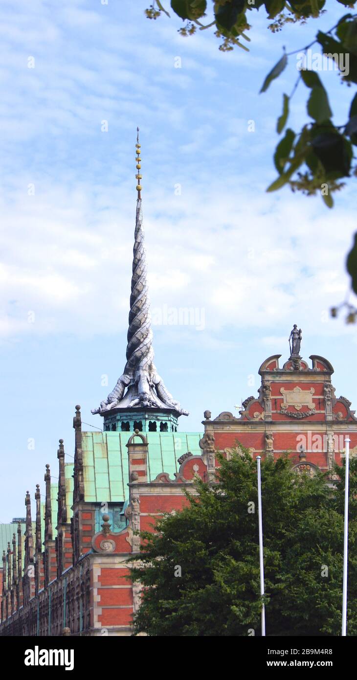 COPENHAGEN, DENMARK - JUL 05th, 2015: Borsen, The Stock Exchange built in 17th century located in the center of Copenhagen Stock Photo