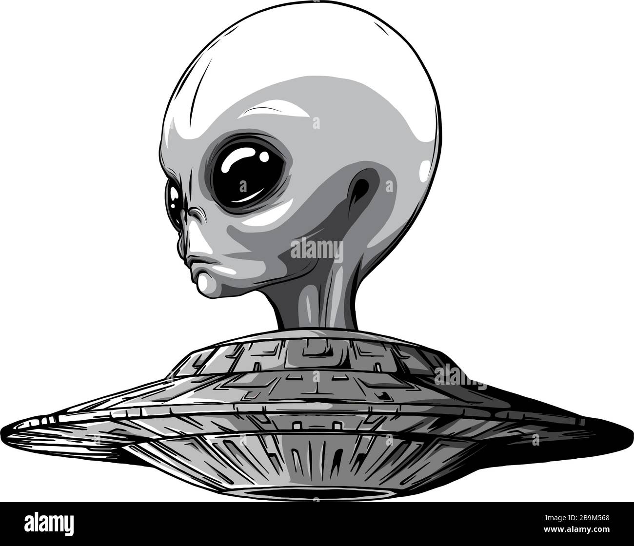 monochromatic Space Aliens. UFO icon. vector illustration art Stock Vector