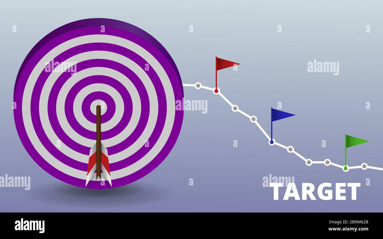 Vector realistic illustration with target financial goal concept