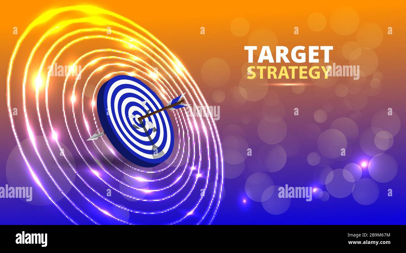 Vector realistic illustration with target financial goal concept