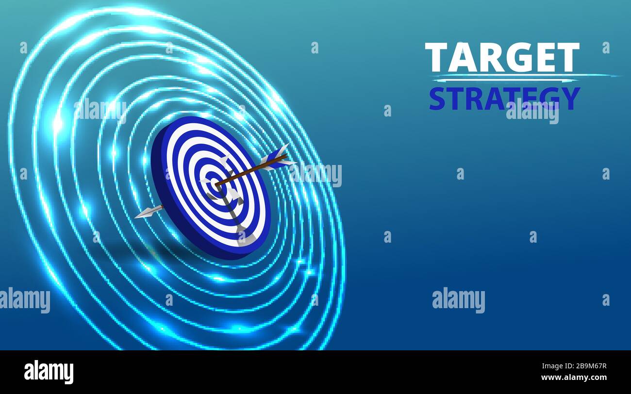 Vector realistic illustration with target financial goal concept