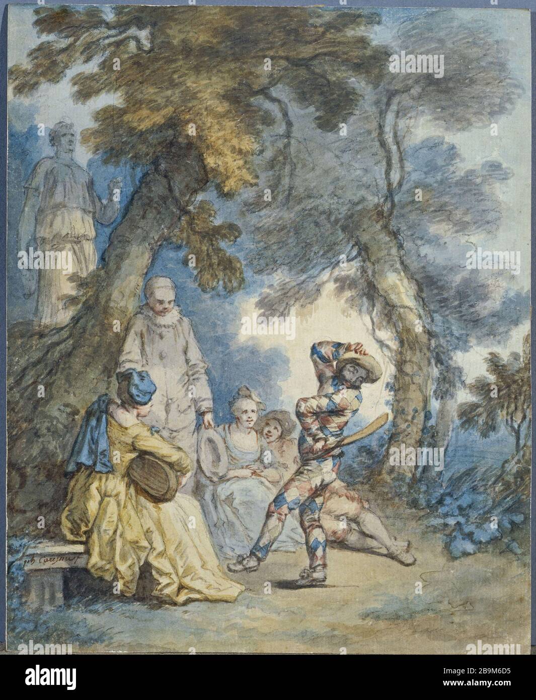 ARLEQUIN Philippe Caresme (1734-1796). 'Arlequin'. Aquarelle avec rehauts de gouache sur papier. Paris, musée Cognacq-Jay. Stock Photo