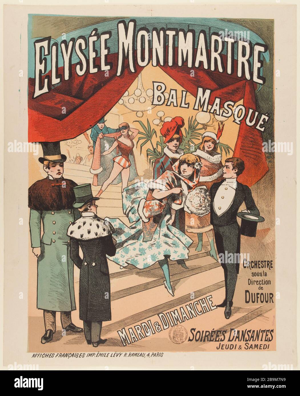 ELYSEE MONTMARTRE, BAL 'Elysée Montmartre, Bal'. Lithographie, 1880-1900. Paris, musée Carnavalet. Stock Photo