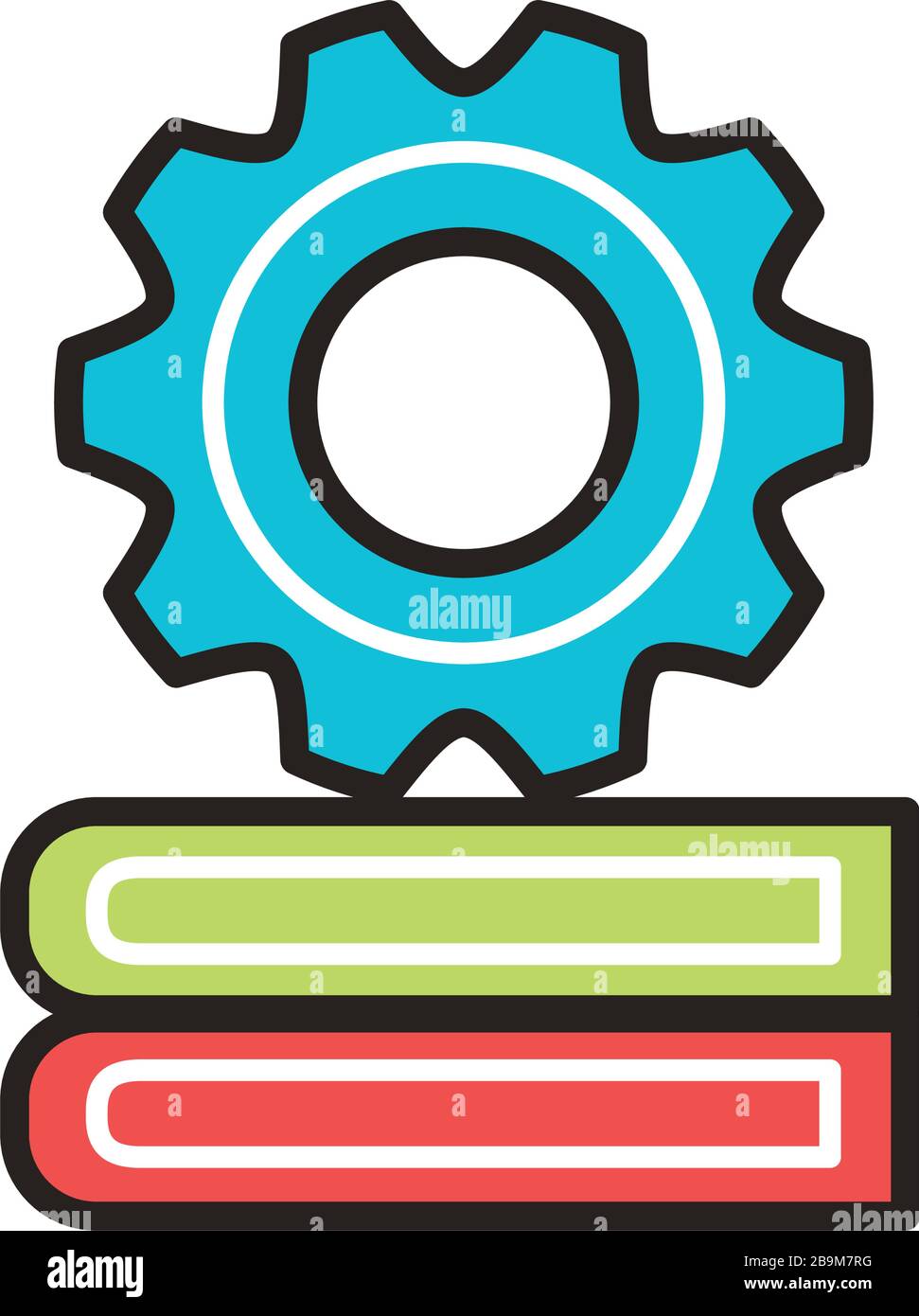 pile electronic books with gear education online line and fill style Stock Vector Image & Art