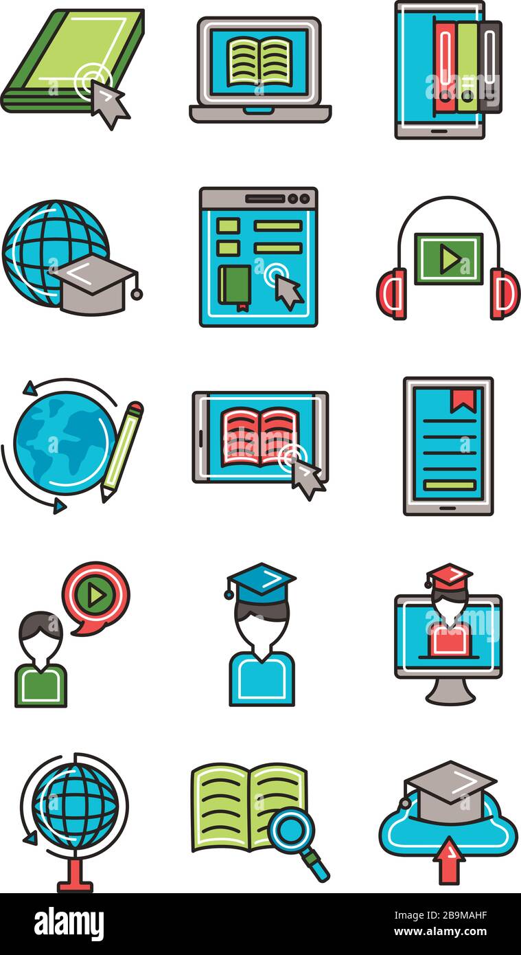 bundle of education online set icons Stock Vector Image & Art - Alamy