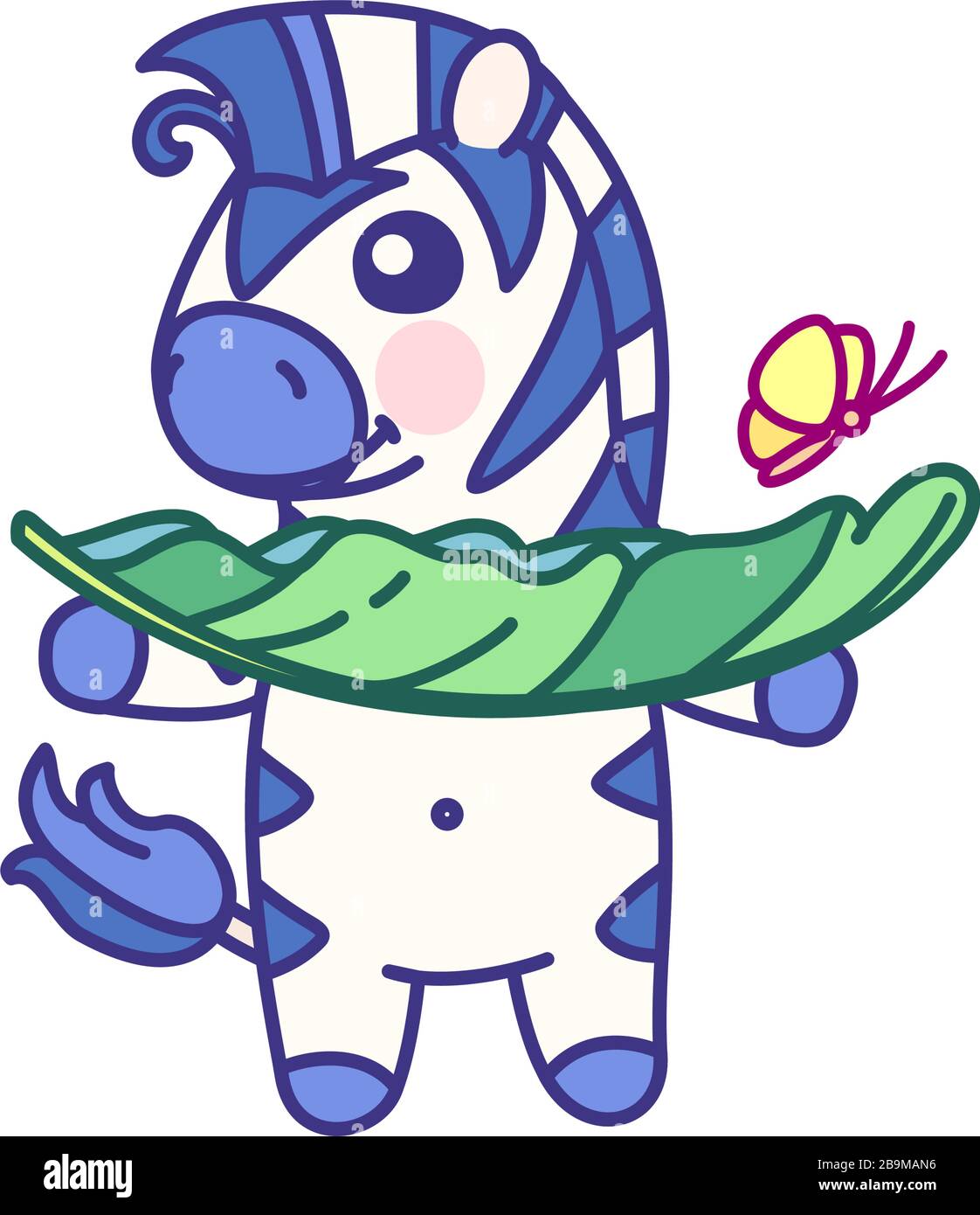 vector flat striped baby zebra. cute animal Stock Vector