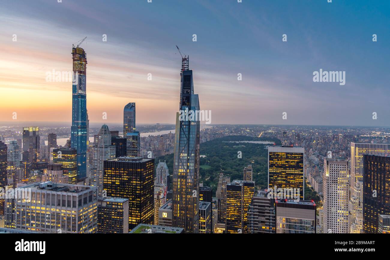 Aerial view of Central Park in New York City at sunset Stock Photo - Alamy