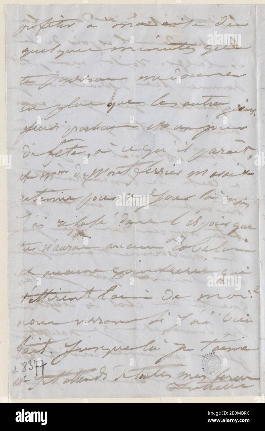 May 6 Monday 8am morning [1850] Juliette Drouet a Victor Hugo ;   6 mai lundi matin 8h [1850] ; Maison Victor Hugo - Paris Stock Photo