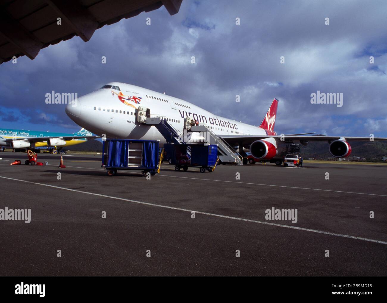 St Lucia Hewannora International Airport Virgin Atlantic Stock Photo