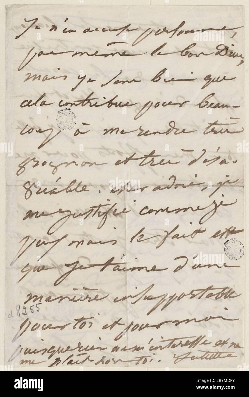July 25 7 am Wednesday morning [1849] Juliette Drouet a Victor Hugo ;   25 juillet mercredi matin 7h [1849] ; Maison Victor Hugo - Paris Stock Photo
