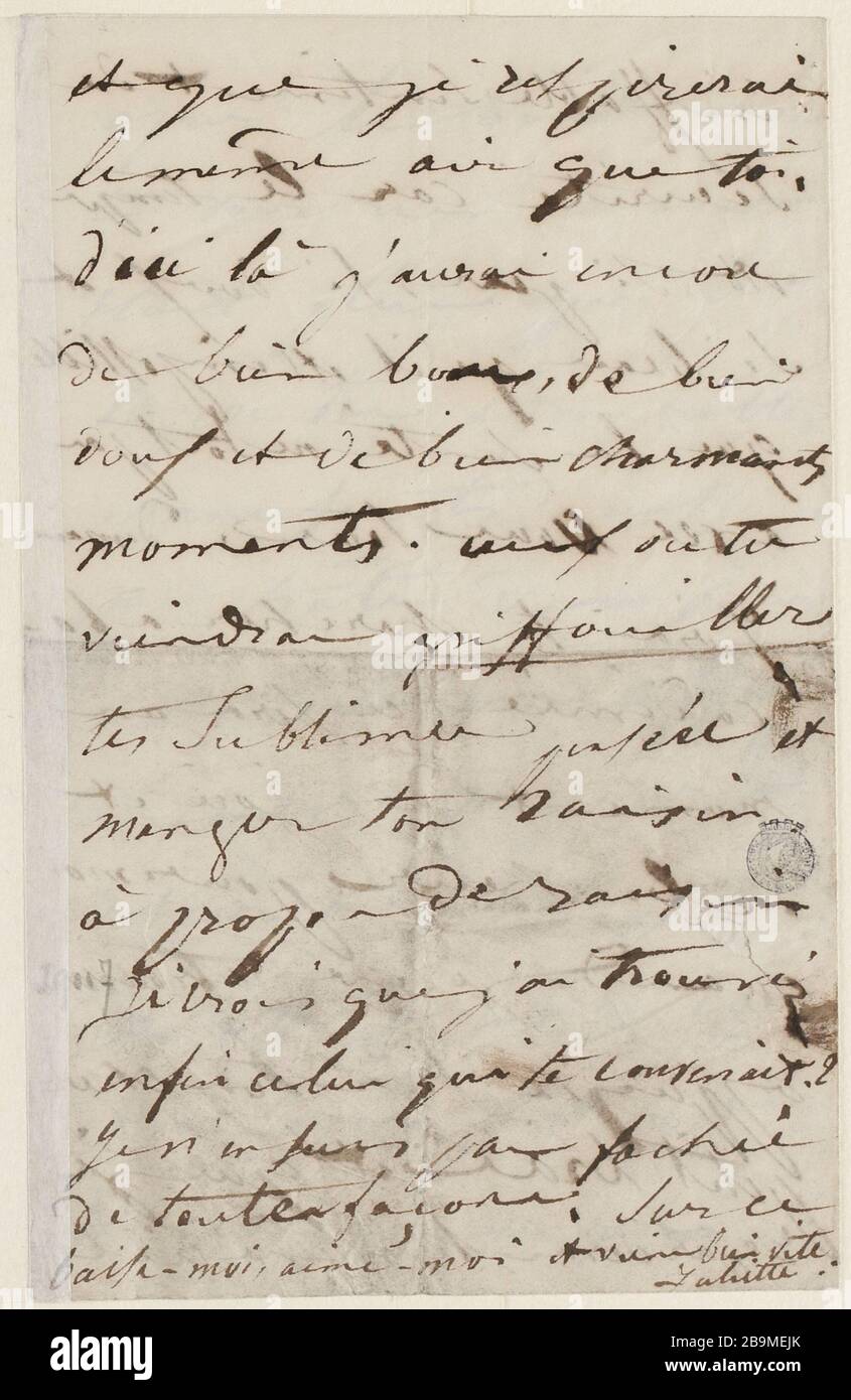 October 27 Wednesday noon [1847] Juliette Drouet a Victor Hugo ;  27 octobre mercredi midi [1847] ; Maison Victor Hugo - Paris Stock Photo