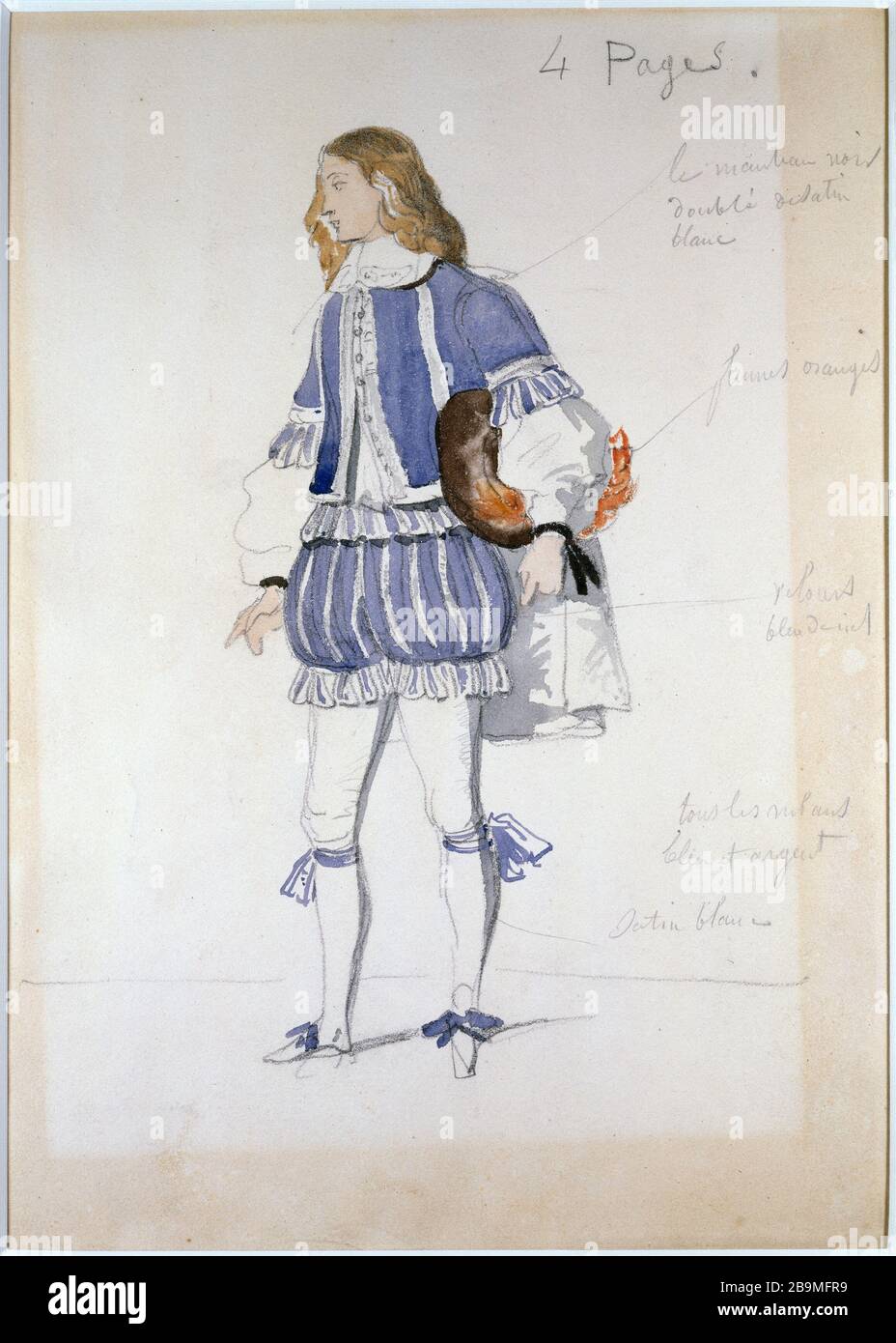 MODEL OF COSTUMES FOR RUY BLAS - PAGE IN BLUE SUIT Louis Boulanger  (1806-1867). "Maquette de costumes pour Ruy Blas : page en habit bleu".  Paris, Maison de Victor Hugo Stock Photo - Alamy
