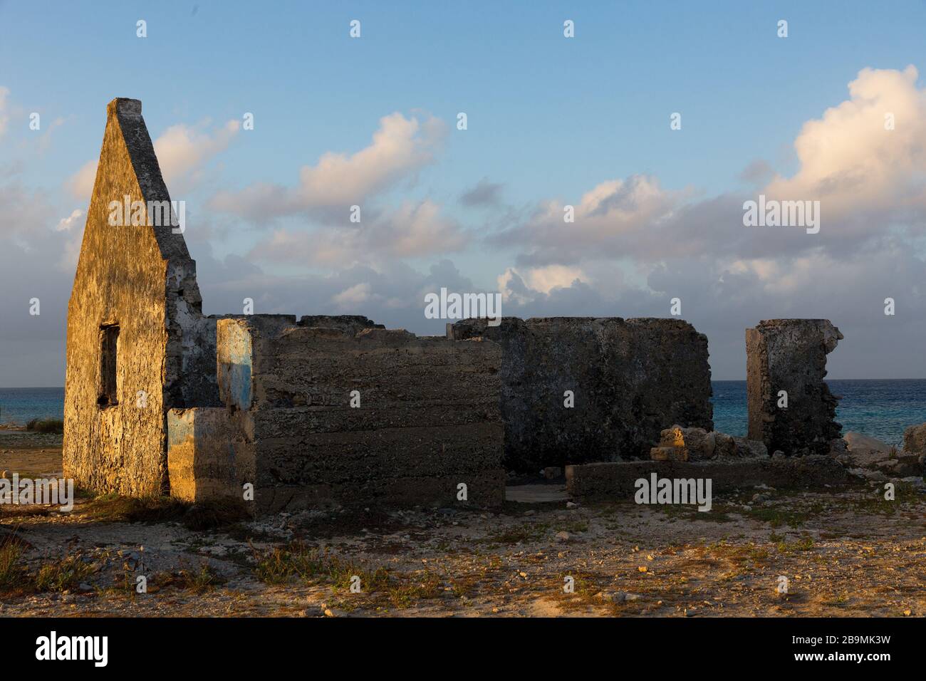 Salt pier ruins Bonaire, Caribbean Stock Photo