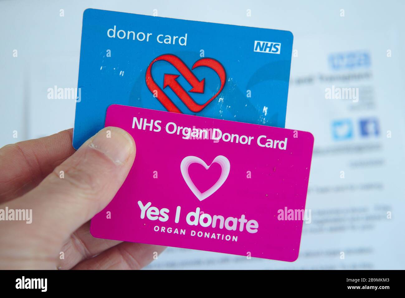 NHS Organ Donor Card stock photo Stock Photo