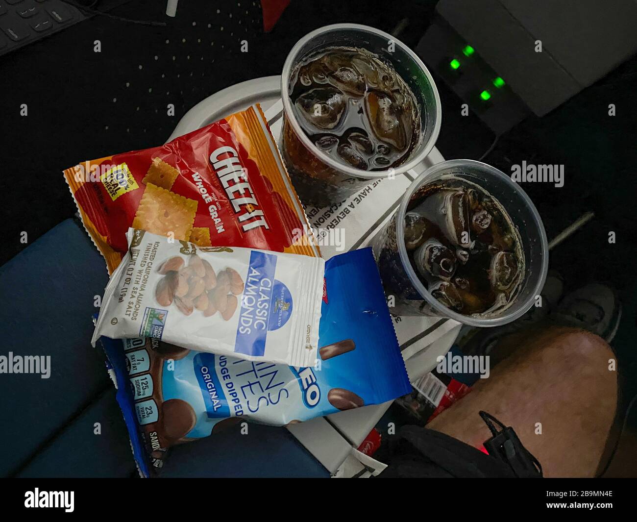 Orlando, FL/USA 321/20 A drink and snack from a flight on Delta