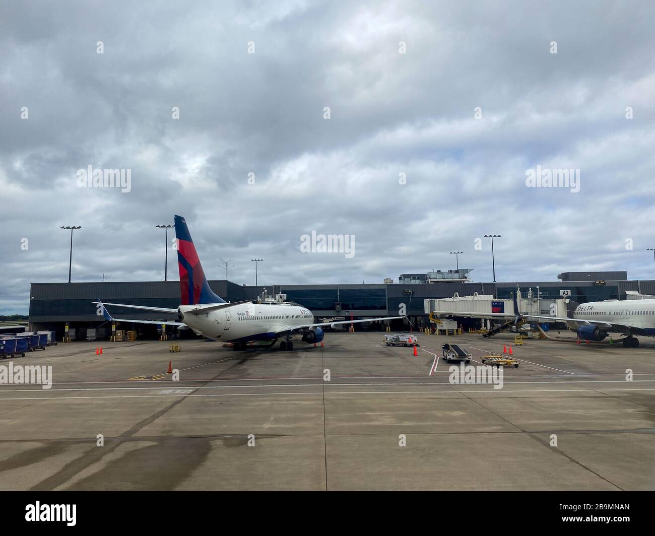 Atlanta, GA/USA3/21/20 Airplanes parked at the Delta Airlines